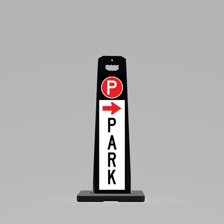 Plasticade 44.5x17.5x9in. Outdoor Standing Panel Sign, Double-Sided, PARK Right Arrow/PARK Left Arrow, 20 lb UV4120-BK-PRK4